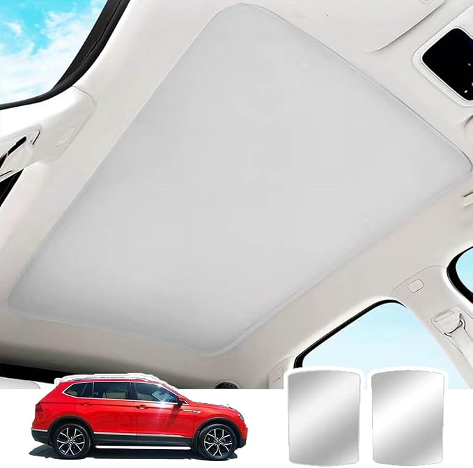 Car Sunroof Compatible with Tiguan 2023-2017 5-Door SUV, Foldable Glass Roof Sunshade with Storage Bag, Sunshade Roof Heat Insulation Sun Protection Roof Sunshade Interior Sunroof Shade