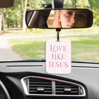 4Pcs Pink Bow Christian Car Air Freshener Hanging Girly Car Accessories Gifts for Women Teen Girl Cute Air Freshener for Interior Car Mirror Home Wardrobe Decor