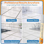 Light Gray Grout Paint Pen Tile Grout Colorant & Sealer Marker, Quick-Dry, Ideal for Bathroom, Shower, Kitchen Tiles Restores Grout Lines, 3 Adjustable Tips (2-3 mm)