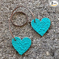 Air Flair | Leather Car Air Freshener | Double Heart | Rose Pattern (Turquoise, Leather Scent)