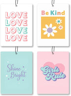 Trendy Cute Pink Christian Car Air Freshener 4 Pcs - Cute Pink Girly Religious Hanging Air Freshener 4 Pcs for Cars Closet Drawer Books, Preppy Christian Car Accessories Mirror Decor for Women Girls