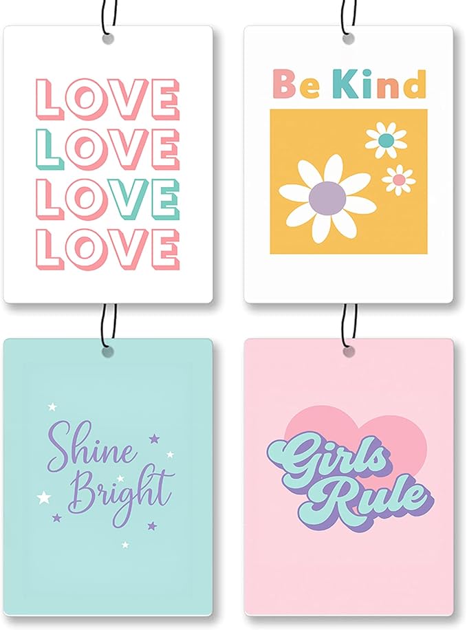 Trendy Cute Pink Christian Car Air Freshener 4 Pcs - Cute Pink Girly Religious Hanging Air Freshener 4 Pcs for Cars Closet Drawer Books, Preppy Christian Car Accessories Mirror Decor for Women Girls