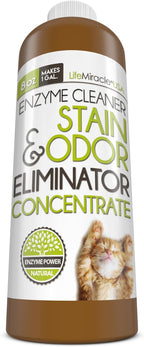 Life Miracle Enzyme Cleaner & Pet Odor Eliminator CONCENTRATE | Deep Cleaning Enzymatic Spot Remover For Dog Cat Urine, Rug, Carpet, Upholstery & Car Stains & Smells | Makes 128 oz | Made In the USA