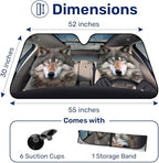 GENANY Wolf Couple Funny Windshield Sun Shade for Car SUV Truck (55x30 Inches), Sun Shade Windshield, Shades for Front Windows, Protector Blocks UV, Spring Car Decor