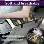 Leopard Cheetah Print African Animal Hunting Auto Center Console Armrest Pad, Car Center Console Cover, Auto Accessories Soft Comfort Armrest Cover Cushion Mat for Most Cars (Green Camouflage)
