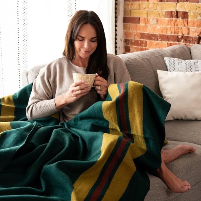 Arcturus Rainier Wool Blanket - Warm, Heavy, Washable, Bed Blanket | Great for Home & Camping (Fort Lava Canyon, King)