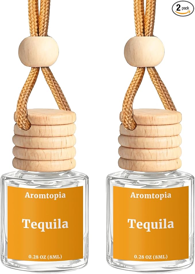 Hanging Car Air Fresheners, Aromtopia Car Fragrance Diffuser, Tequila Inspired Scent, Long-Lasting Automotive Odor Eliminator, Car Rear View Mirror Accessories, Pack of 2