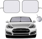 Ziciner 2 PCS Car Windshield Sun Shade, Auto Sun Heat and UV Rays Blocker, 24"×29" Foldable Automotive Front Window Sunshade Protector, Universal Vehicle Interior Accessories (Silver-S)