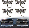 4Pcs Bling Rhinestone Crystal Dragonfly Air Freshener Vent Clips,Cute Car Air Fresheners Vent Clips Accessories,Refillable Car Diffuser, Glamorous Auto Decor (Grey)