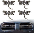 4Pcs Bling Rhinestone Crystal Dragonfly Air Freshener Vent Clips,Cute Car Air Fresheners Vent Clips Accessories,Refillable Car Diffuser, Glamorous Auto Decor (Grey)
