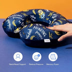 MINISO Minions Travel Neck Pillow with Eye Mask, Cute Cartoon 100% Memory Foam Neck Support Pillow, Lightweight Travelling Pillow Set for Airplane, Car and Home Use