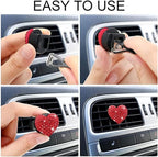 5 Pcs Bling Red Hearts Air Vent Clips, Heart Shape Crystal Car Air Vent Clip Charm Car Air Fresheners for Women Rhinestone Diffuser Vent Clip Cute Decor Bling Cars Accessories,Interior Accessories