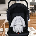 Baby Carseat Headrest and Strap Covers,Baby Carseat Head Support & Carseat Neck Cover,Infant Head Support Pillow, Toddler Headrest Pad for Carseat Strollers Carrier,Grey