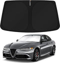 KUST Windshield Sun Shade for Alfa Romeo Giulia 2016-2024 2025 2026 Romeo Accessories Custom Fit Sunshade Sun Visor Protector Foldable Blocks UV Rays Keep Your Car Cooler