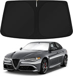 KUST Windshield Sun Shade for Alfa Romeo Giulia 2016-2024 2025 2026 Romeo Accessories Custom Fit Sunshade Sun Visor Protector Foldable Blocks UV Rays Keep Your Car Cooler