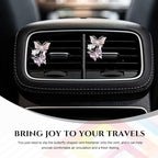 2PCS Car Air Vent Clips, Dual Butterfly Diamond Car Air Conditioner Outlet Vent Clip, Cute Car Diffuser Perfume Clip, Car Air Freshener Decor Accessories for Women Girl (Light Pink, Style 1)