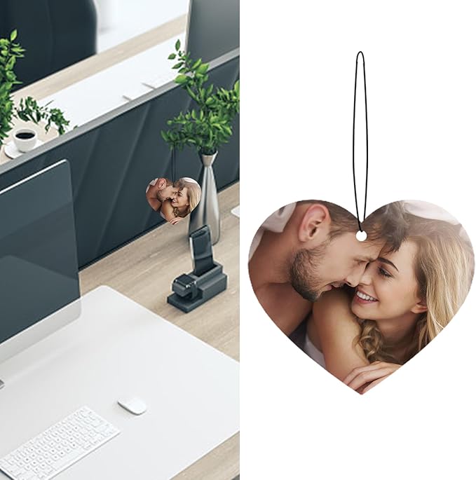 Custom Car Air Fresheners Bulk 10–100 PCS, Personalized Double-Sided with Photo Text Logo, Wholesale Auto Air Freshener for Wedding Party Business Promotion Gifts (Personalized, 10PCS-Heart)