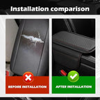 Car Center Console Cover with Storage Bag,Heighted Arm Rest Cover for Car with Square Press Pattern & Air Ventilation Hole for Soft Support,Artificial Leather Cars Middle Console Covers