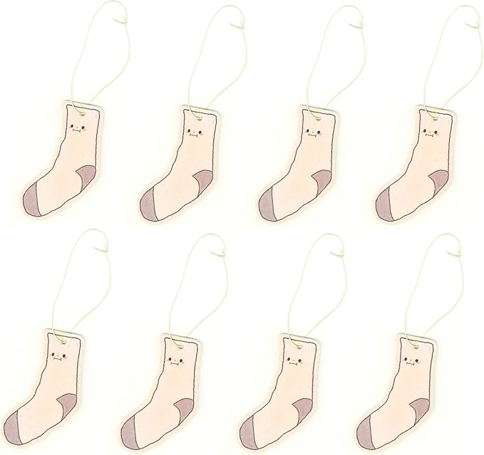 Generic A&D Hanging Air Freshener for Car, Home, Office, Bathroom | 8 Pack | Multiple Designs & Scents (Bikini Tree|Heart|Fish|Bee|Waterdrop|Sock|Golf Ball|Bikini Butterfly) (Sock (Vanilla))