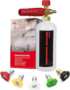 YAMATIC Heavy Duty Foam Cannon Professional Car Wash Pressure Washer Jet Wash 1/4" Quick Connect Adjustable Snow Foam Lance with 5 Nozzle Tips