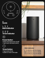 Waterless Essential Oil Diffuser, Rechargeable Scent Diffusers with 3 Mist Levels & Timers, Portable Aromatherapy Diffuser for Home Car Room Studio Office, Black Metal 2 Pack