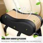 Car Armrest Cushion, Soft Memory Foam Leather Vehicle Armrest Pillow with Storage Bag, Multifunctional Automotive Interior Center Console Arm Rest Pad, Universal for Most Vehicles (Beige)