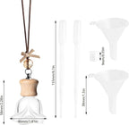 6 Pack Leak-Proof Hanging Car Diffuser - 8ml Refillable Empty Bottles with Wood Caps, 3 Funnels & 2 Droppers - Essential Oil Air Freshener for Car, Home or Office (6, Rose)