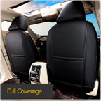 EKR Rav4 Seat Covers Custom Fit for Toyota Rav4 2016 2017 2018(Hybrid) LE,SE,XLE,Limited, Leather Car Seat Cover Full Set for SUV,Faux Leather(Black with Red Trim)