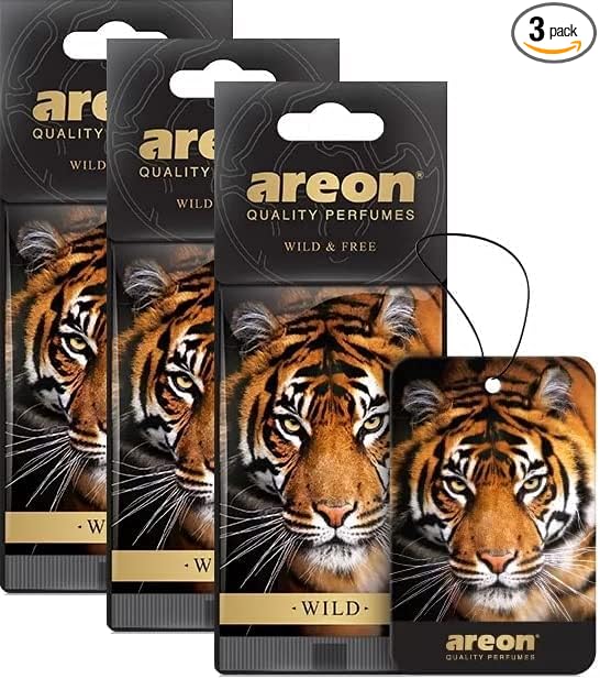 AREON WILD - Hanging Custom Cute Funny Car Air Freshener for Home & Office - Premium Cologne Perfume with Natural Fragrances - Long Lasting, Fresh, Luxurious Scent - Stylish Design - Wild & Free