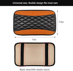 Car Center Console Cushion Pad, 12.6 × 7.48 Inches Waterproof Car Armrest Seat Box Cover, PU Leather Armrest Cover Protector for Most Vehicle, Universal Car Interior Accessories (Orange)