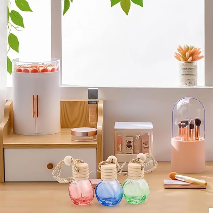 12 Pcs Car Air Freshener Hanging Perfume Bottle Essential Oil Fragrance Diffuser Pendant Car Ornament Decoration Accessories