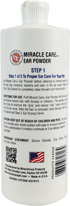 Miracle Care Ear Powder for Dogs and Cats, 96 Grams, Aids Hair Removal from Ear Canal, Keeps Ears Dry, Reduces Odor and Waxy Build Up