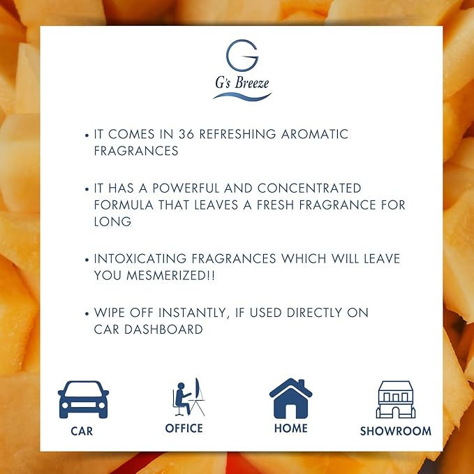 G's Breeze Cantaloupe Air Freshener - Sweet, Refreshing & Juicy Scent of Ripe Cantaloupe - Uplifting Aroma, Fruity Spray for Home, Office or Car - Energizing & Long-Lasting Fragrance - Pet Friendly