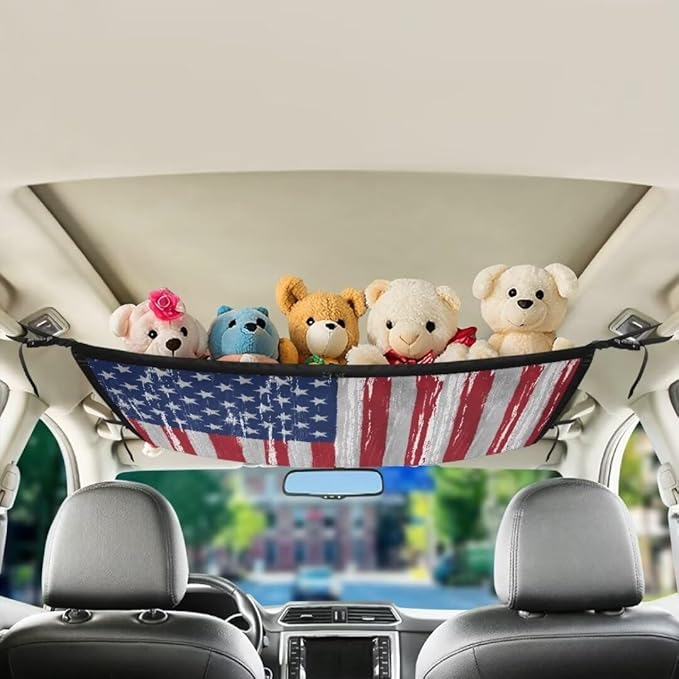 American Flag Print Car Roof Storage Bag Auto Seat Storage Hanging Bag Multi-Purpose Car Bag Storage Box Organizer Pouch Pocket One-Size-Fits Tidy Pouch Pocket Storage for Small Items
