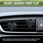 2PCS Bling Heart Air Vent Clips, Heart Car Accessories, Bling Heart Charm Air Conditioning Outlet Clip, Car Interior Decor Air Fresheners Vent Clips Universal Fit for Women and Girls (Black)