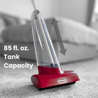 Ewbank Cascade Manual Non-Electric Lightweight Compact Carpet Cleaner Shampoo Dispensing Roller Tall Scrubber Brush, with 17 oz. Shampoo, 85 oz, Red