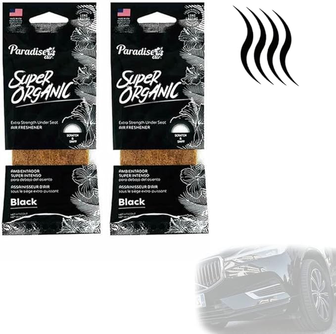 2 X Super Organic Black Scent Car Air Freshener Block Stone Under Seat Fragrance