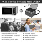 Portable Oven, 110V Portable Food Warmer Personal Portable Oven Mini Electric Heated Lunch Box for Reheating & Raw Food Cooking in Office, Travel, Potlucks and Home Kitchen (Gray)