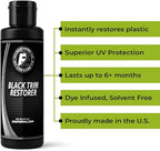 ExoForma Black Trim Restorer - Lasts 6+ Months, Dye Infused Waterproof Plastic Restorer for Cars - Perfect for Faded Bumpers, Trim & Vinyl on Jeeps, Truck Beds, Avalanches & ATVs | 4oz Kit