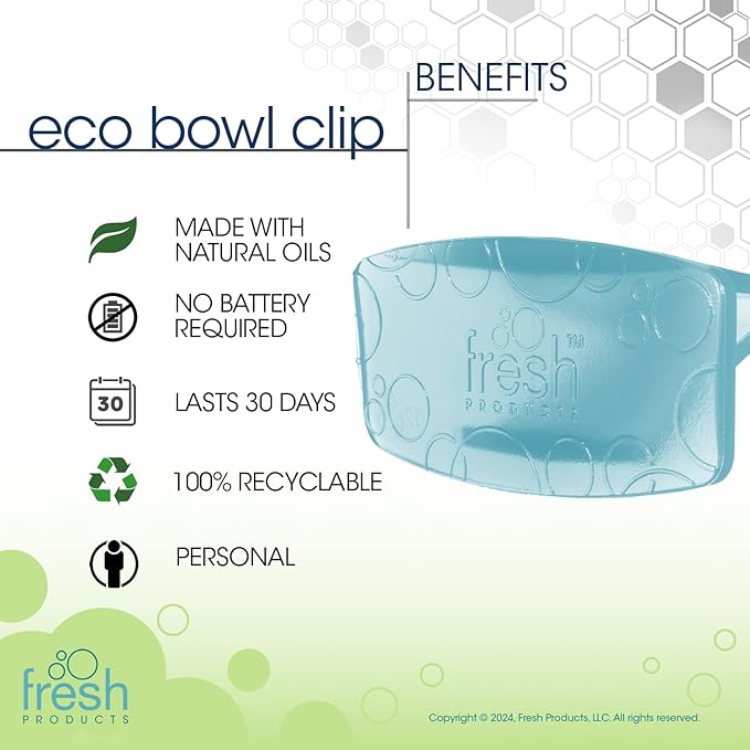 Fresh Products Eco Bowl Clip 2.0 Toilet Bowl Air Freshener, Ocean Mist Scent, 4 Clips