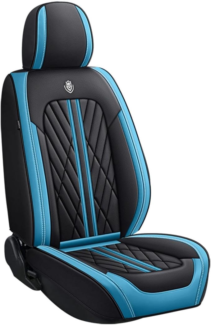 Premium Nappa Leatherette Car Seat Cover Set Custom Fit for Honda CR-V CRV 2000-2023 2024 2025 2026 Water-Proof Breathable Faux Leather Seat Cushion Protectors (Full Set 5 Seats,Black Cyan)
