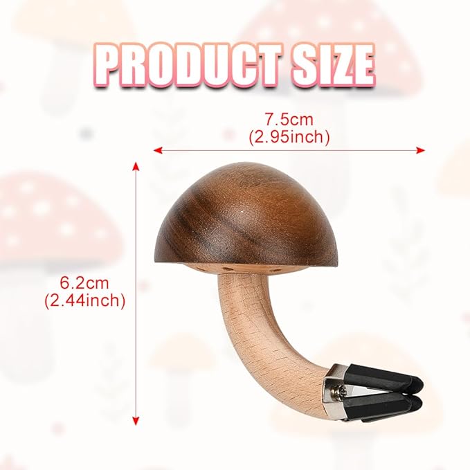 JSCARLIFE Natural Wood Mushroom Car Air Freshener for Air Vent - Premium Ash Wood & Black Walnut, Natural Scents (Lemon/Lavender/Vanilla), 2PCS Set - Chemical-Free, Long-Lasting Fragrance