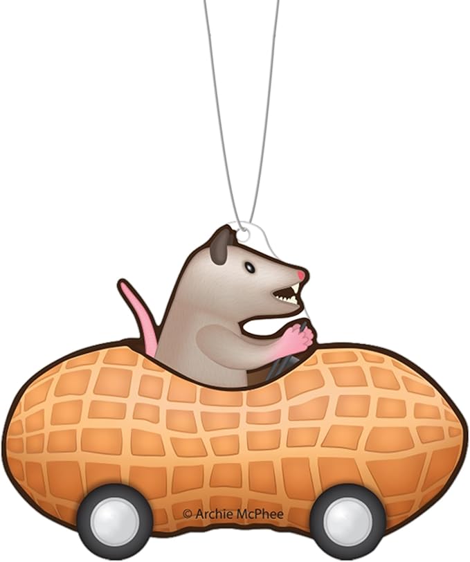 Archie McPhee Possum in a Peanut Air Freshener by Accoutrements Car Hanging Accessory - Pack of 2, Beige