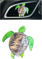 Sea Turtle Car Accessories,Cute Coastal Air Vent Clip Car Freshener, Acrylic Beach Ocean Themed Dashboard Decoration Charms for Women,Refillable Diffuser