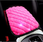 Bling Bling Car Armrest Cover Auto Center Console Protective Cover Luster Crystal Rhinestone Car Arm Rest Cushion Pad Car Interior Accessory (Pink 2)