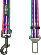 Blueberry Pet 6 Colors 3M Reflective Multi-Colored Stripe Adjustable Dog Seat Belt Tether for Dogs Cats, Pink, Emerald and Orchid, Durable Safety Car Vehicle Seatbelts Leads Use with Harness