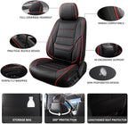 Car Seat Covers Full Set Custom Fit for Buick Verano 2012-2017-Luxury Leather with Lumbar Support, Breathable, Waterproof, Anti-Slip, Durable, Easy to Install (Black&Red,Full Set)