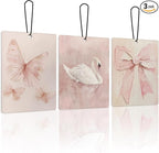 Vintage Pink Butterfly Swan Lavender Car Air Freshener 3Pcs, Coquette Preppy Bow Swan Moth Scents Air Freshener for Women Girls, Cute Girly Car Accessories Interior Mirror Decor Hanging