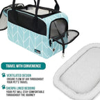 PetAmi Dog Purse Carrier for Small Dogs, Airline Approved Soft Sided Pet Carrier with Pockets, Ventilated Dog Carrying Bag for Puppy Cat, Dog Travel Supplies Bag, Sherpa Bed, Max 12 lbs, Chevron Teal