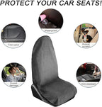 Waterproof Car Towel Seat Cover, Sweating Non-Slip Premium Towel Carseat Cover Protector, Universal Soft Machine Washable Car Truck SUV Front Seat Cover for Gym Workout Beach Hiking (Gray)